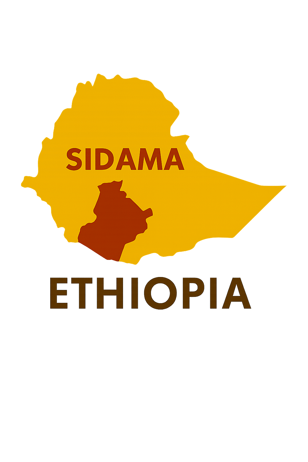 Map of Ethiopia with Sidama highlighted